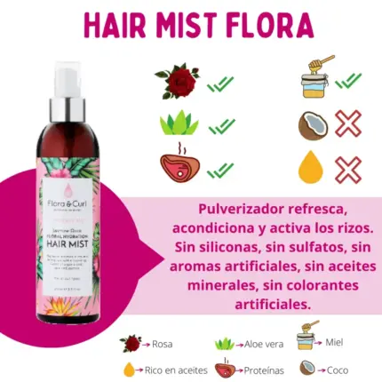 Flora and Curl Jasmine Oasis Hydrating Hair Mist 250ml - 1